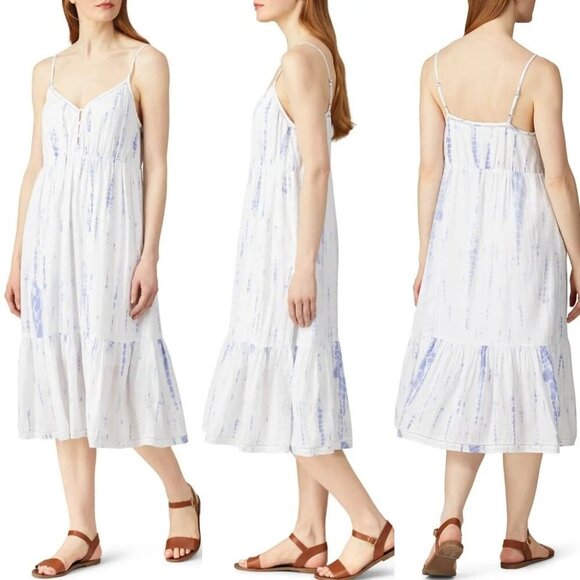 Rails Dress Women Medium Blue White Cloud Tie Dye Linen Blend Delilah Midi - Picture 1 of 13